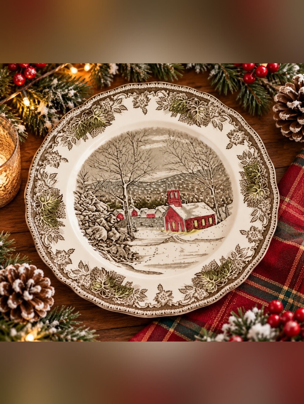 Vintage Johnson Brothers Friendly Village “The School House” Dinner Plates Set 4